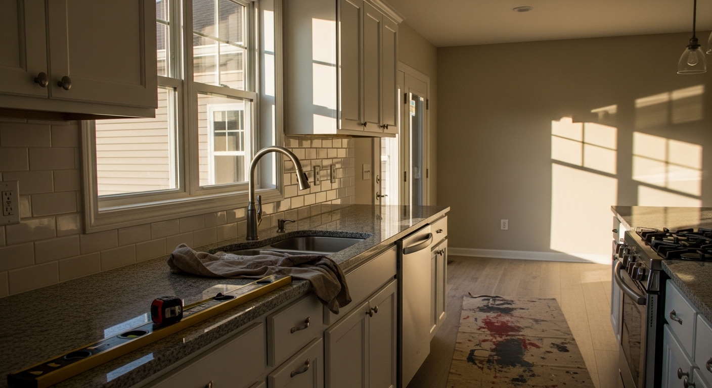 Interior home remodeling project showing updated kitchen and living space in Ohio.