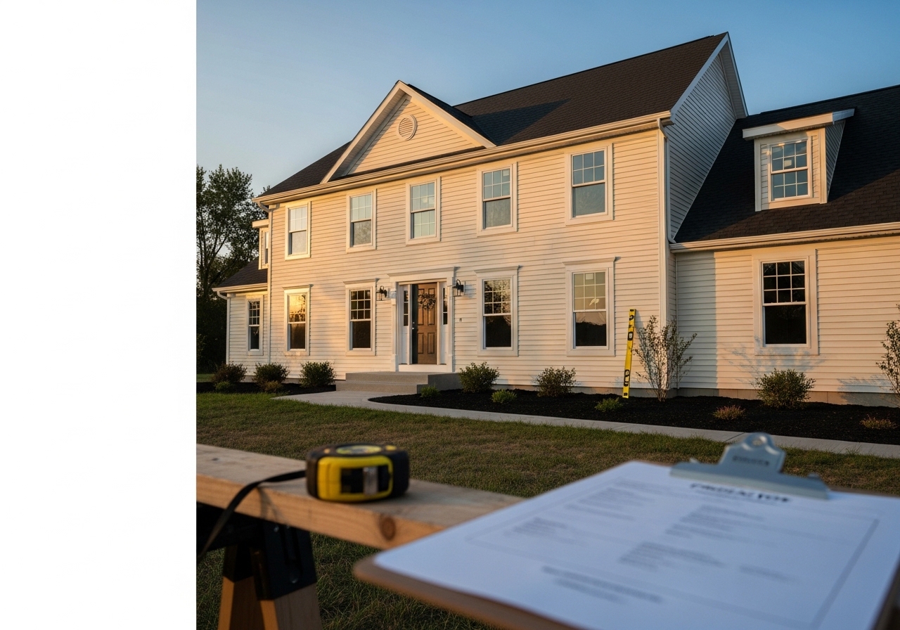Colonial home with new siding, roof, and landscaping in Fairfield County