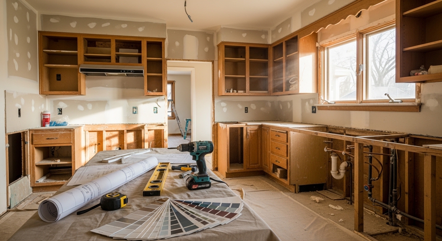 Remodeled kitchen in a Cincinnati home featuring updated cabinetry, new countertops, and an open layout replacing a formerly closed floor plan. Work completed by Autumnwood Homes INC as part of a full kitchen remodeling project in Cincinnati, OH.